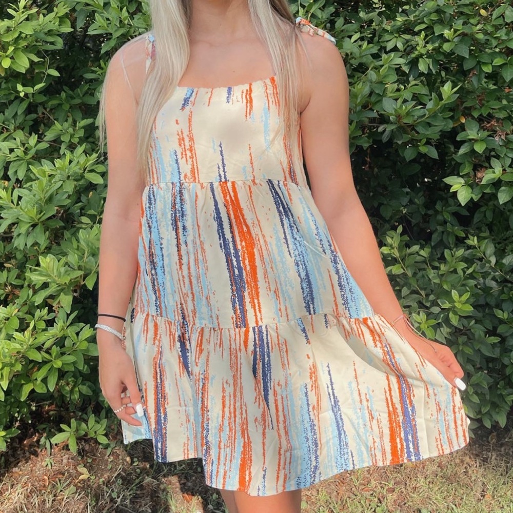 multicolor print dress